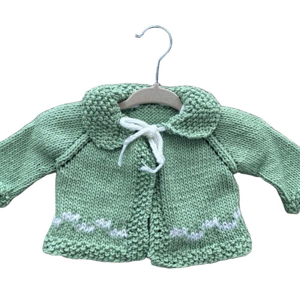 Handmade Knit Baby Set – Sage Green – OS - Picture 3 of 7